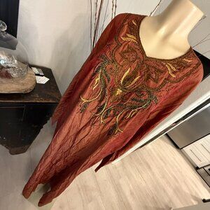 LOUNGE DRESS long sleeved soft mid V neckline maxi in length